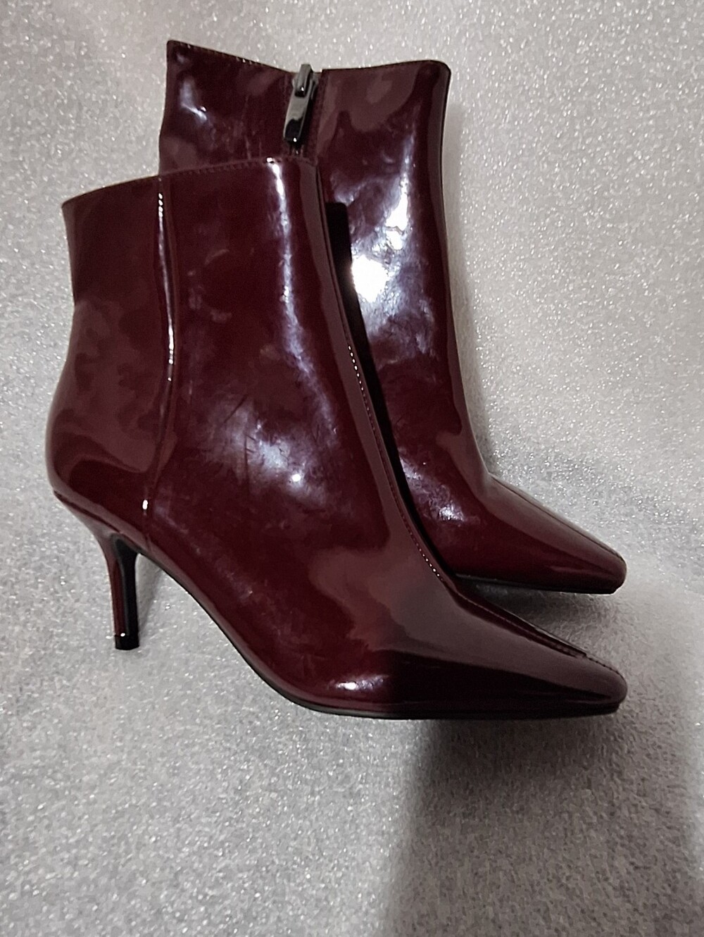 Patent Leather Ankle Boots in Burgundy - Women's Dress Boots